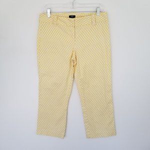 J. Crew CityFit Geometric Capri Pants Yellow & Whi